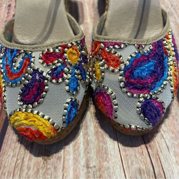 Gaimo sandals Size38 wedge heel embroidered hippie boho style Preowned - Picture 5 of 11